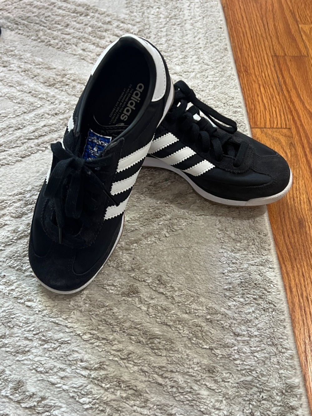 adidas Black with White Stripes Retro Sneakers